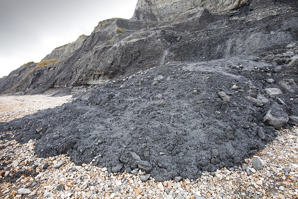 A landslip at Charmouth, Jurassic Coast, UNESCO World Heritage Site, Dorset, England, United Kingdom, Europe