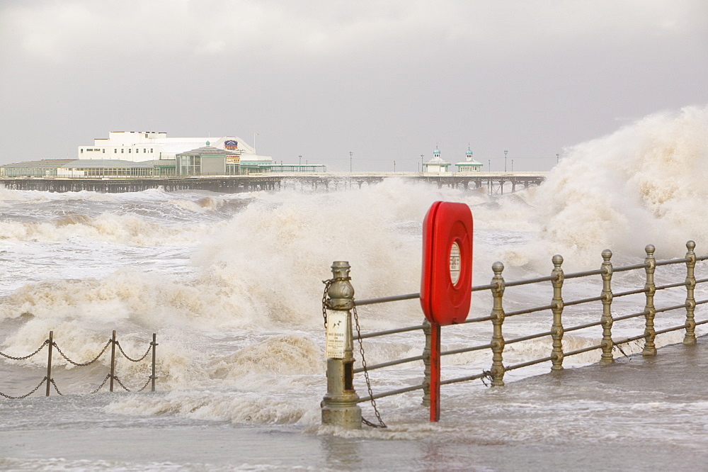 Blackpool being battered by storms, Blackpool, Lancashire, England, United Kingdom, Europe