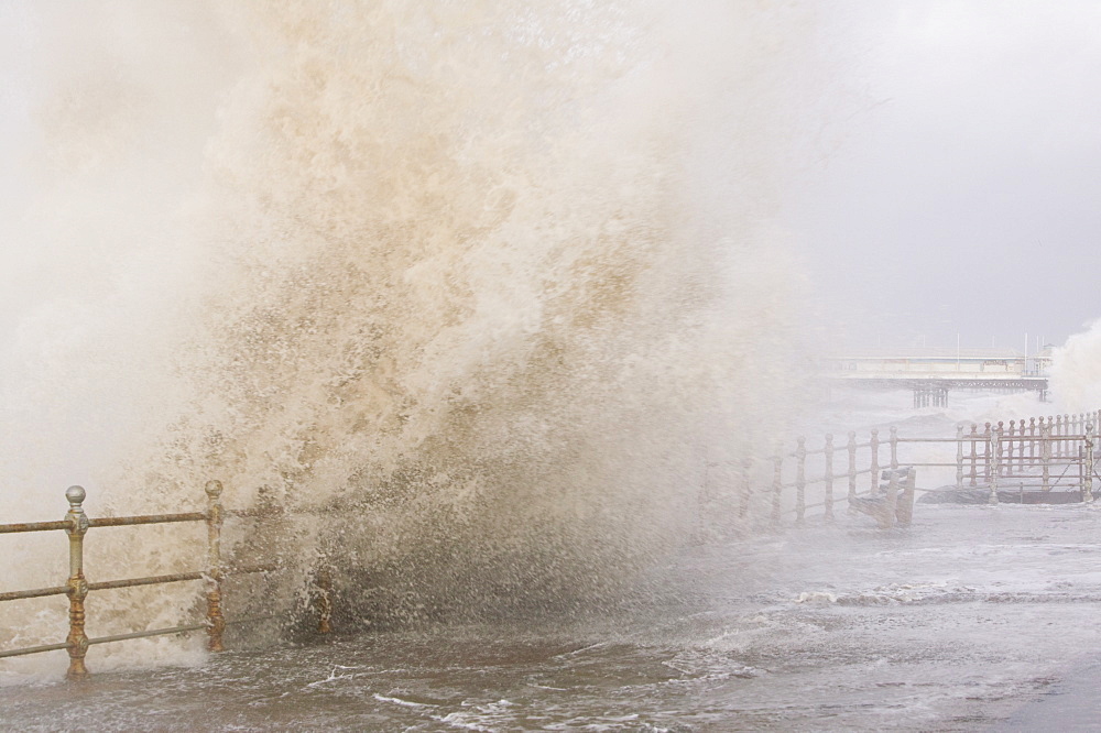 Blackpool being battered by storms, Blackpool, Lancashire, England, United Kingdom, Europe