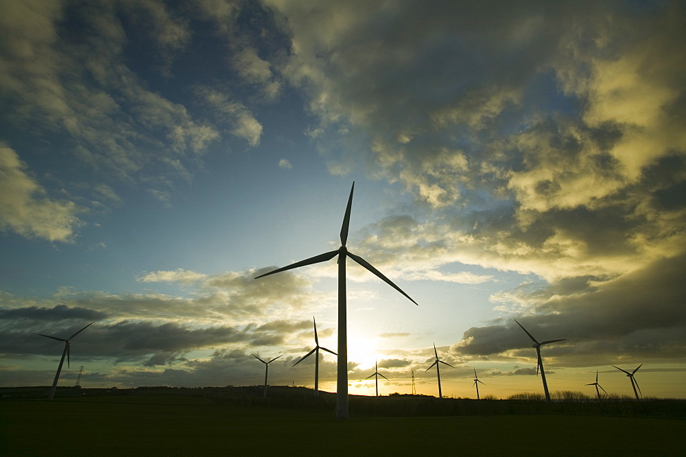 A windfarm in Workington, Cumbria, England, United Kingdom, Europe