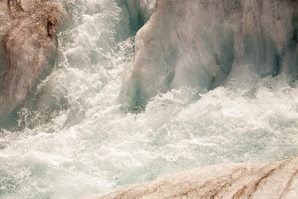 Meltwater on the Athabasca Glacier, Jasper National Park, UNESCO World Heritage Site, Alberta, Canadian Rockies, Canada, North America