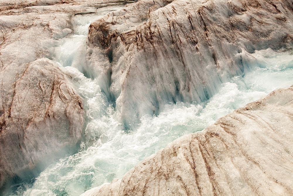 Meltwater channels on the Athabasca Glacier, Jasper National Park, UNESCO World Heritage Site, Alberta, Canadian Rockies, Canada, North America