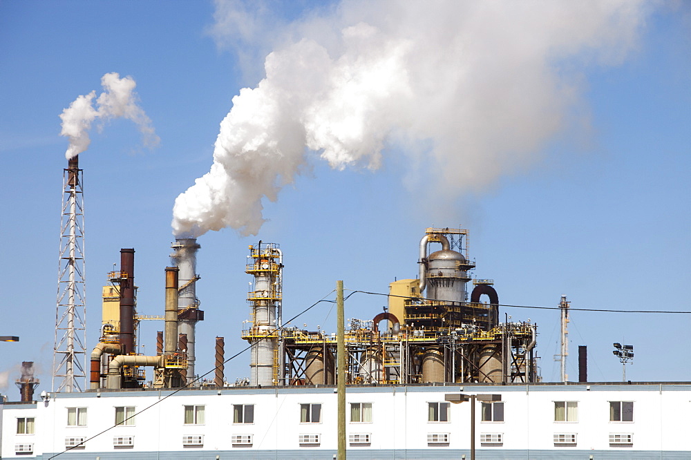 The Syncrude upgrader plant on the tar sands project, Alberta, Canada, North America