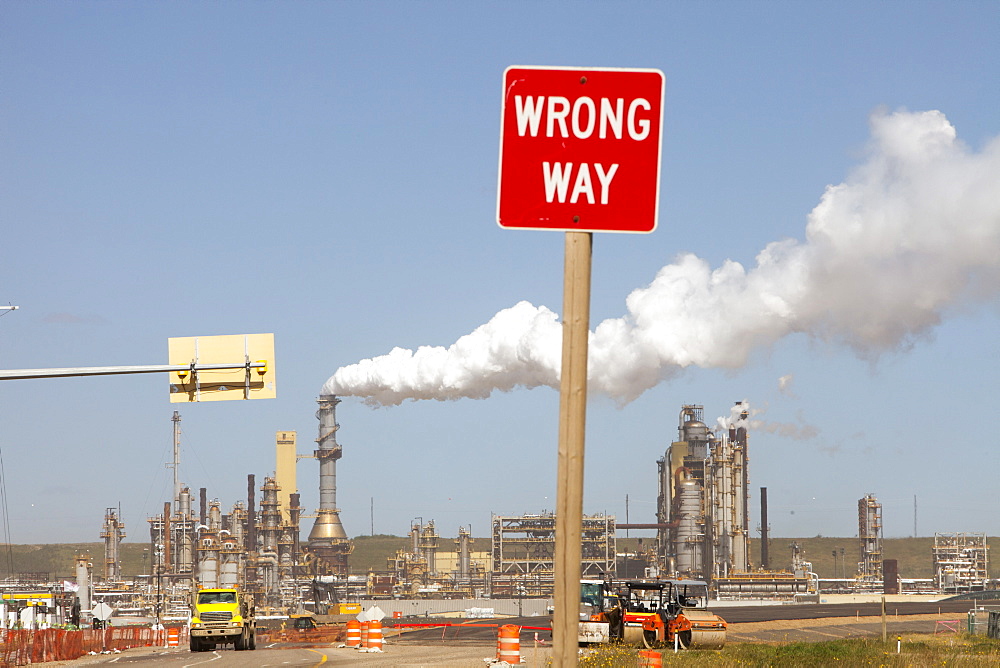 The Syncrude upgrader plant on the tar sands project, Alberta, Canada, North America