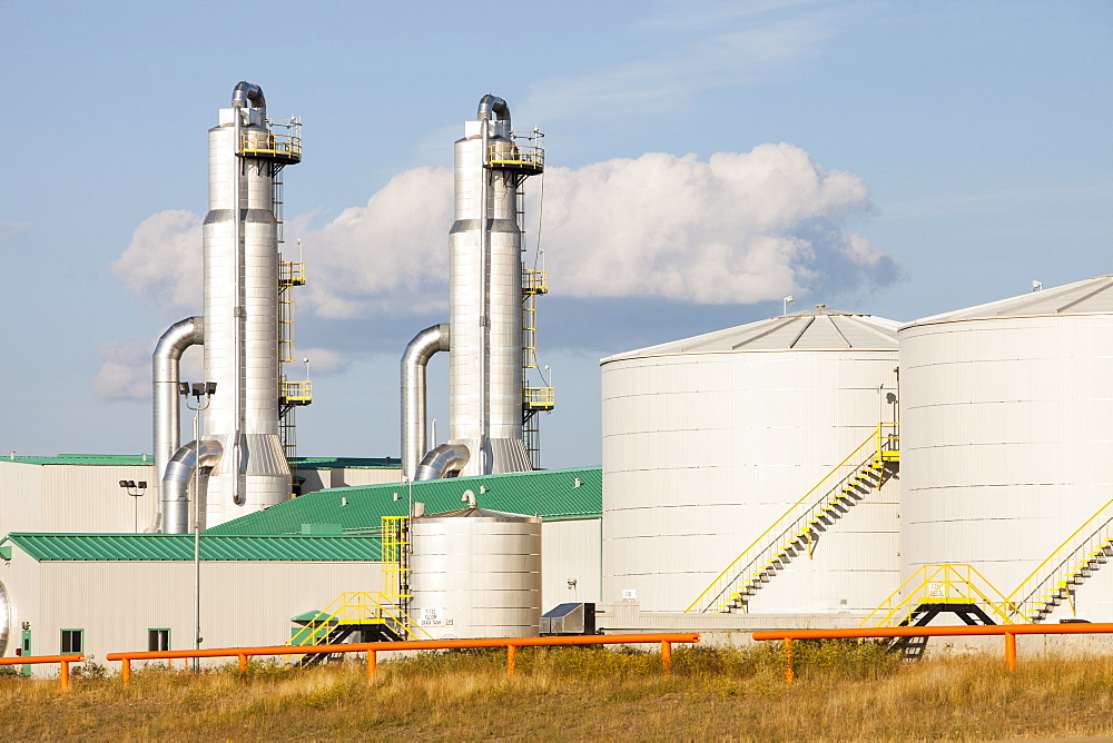 A SAGD (Steam Assisted Gravity Drainage) tar sands plant north of Fort McMurray, Alberta, Canada, North America