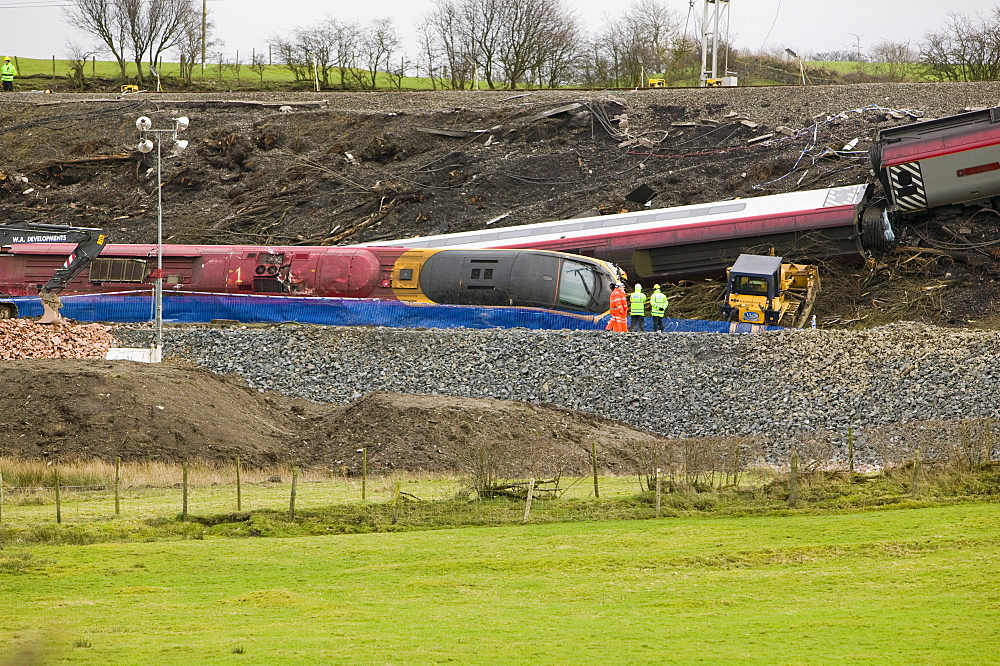 The Virgin train crash site at Grayrigg near Kendal, Cumbria, England, United Kingdom, Europe