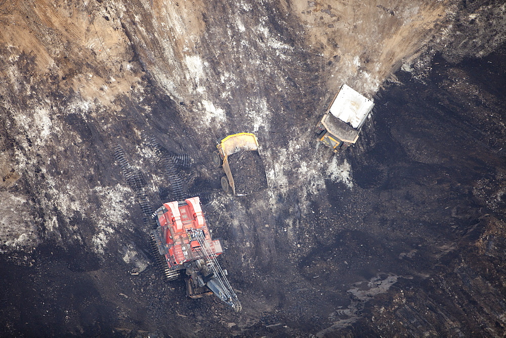 Tar sands deposits being mined north of Fort McMurray, Alberta, Canada, North America