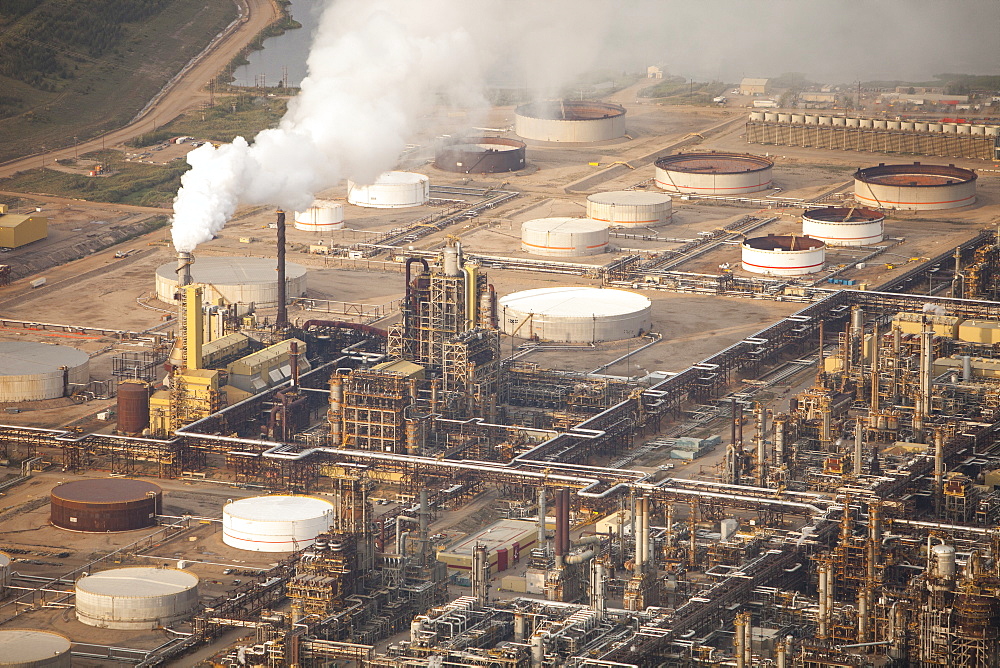 Tar sands deposits being mined at the Syncrude mine north of Fort McMurray, Alberta, Canada, North America