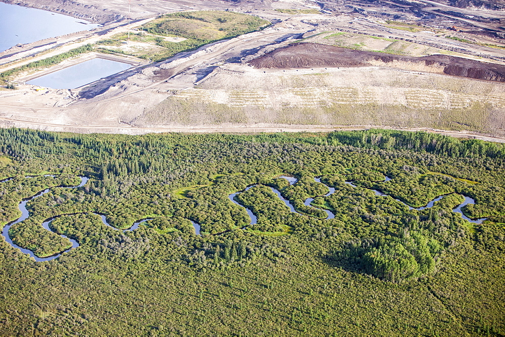 Tar sands deposits being mined north of Fort McMurray, Alberta, Canada, North America