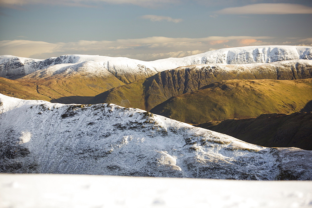 St. Sunday Crag and the High Street Fells from the Helvellyn range, Lake District National Park, Cumbria, England, United Kingdom, Europe