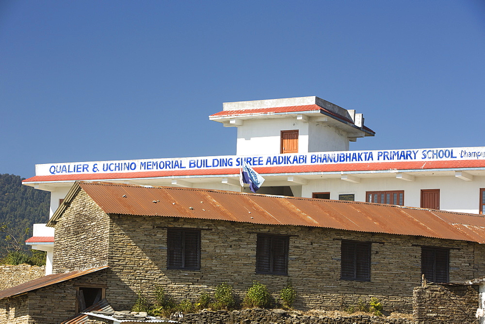 A primary school in a village close to the Annapaurna Sanctuary, Nepal, Asia