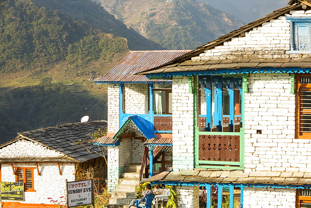 A tea house lodge on the Annapurna Base Camp trek, Himalayas, Nepal, Asia