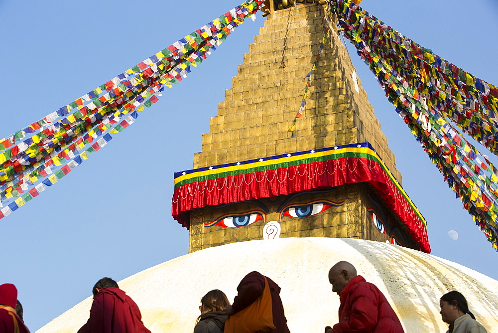 The Boudhanath Stupa, one of the holiest Buddhist sites in Kathmandu, UNESCO World Heritage Site, Nepal, Asia