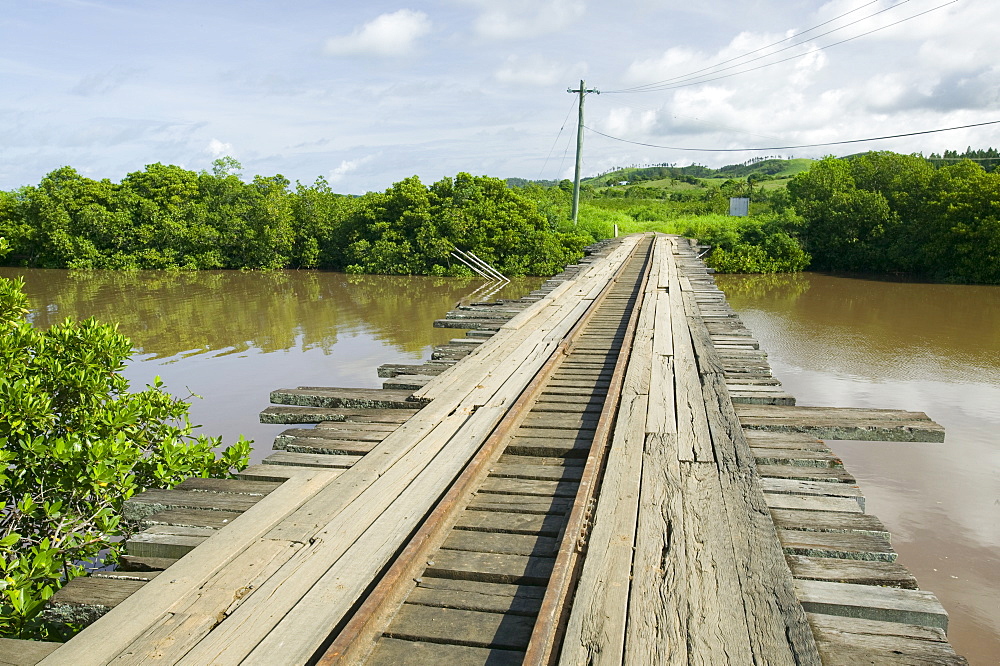 A wooden bridge on Fiji, Pacific