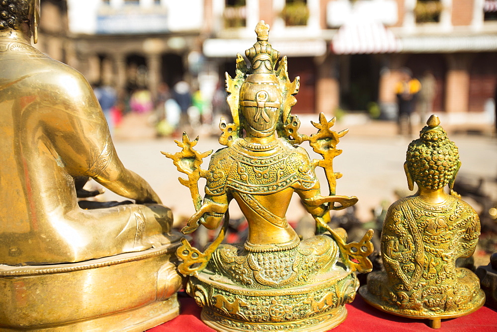 Nepalese goods for sale at a stall in Durbar Square, Patan, UNESCO World Heritage Site, Kathmandu, Nepal, Asia