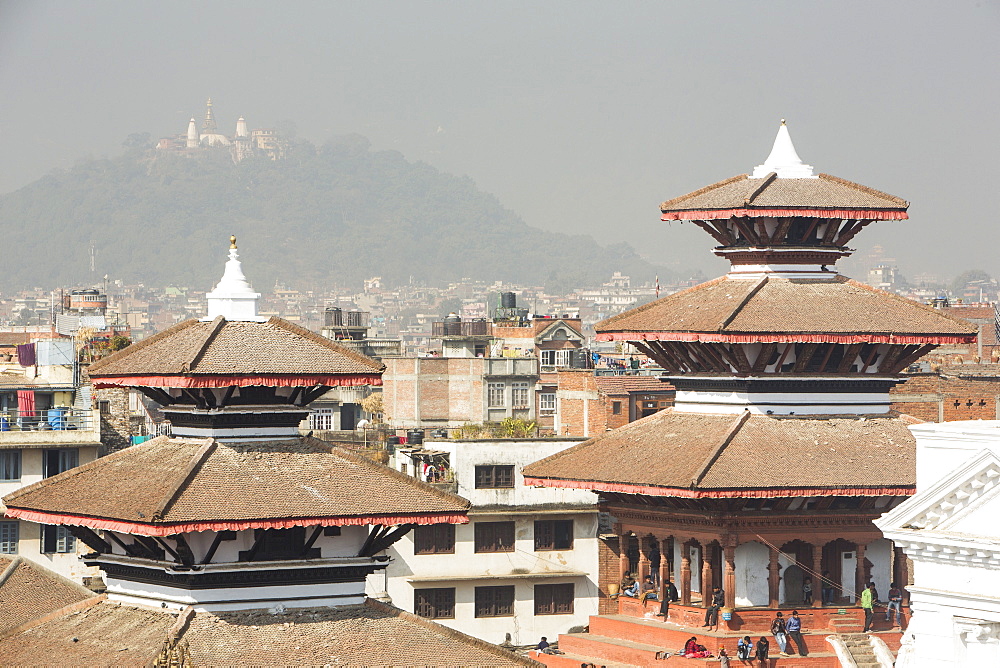 Kathmandu Durbar Squar looking towards the Monkey Palace, UNESCO World Heritage Site, Kathmandu, Nepal, Asia