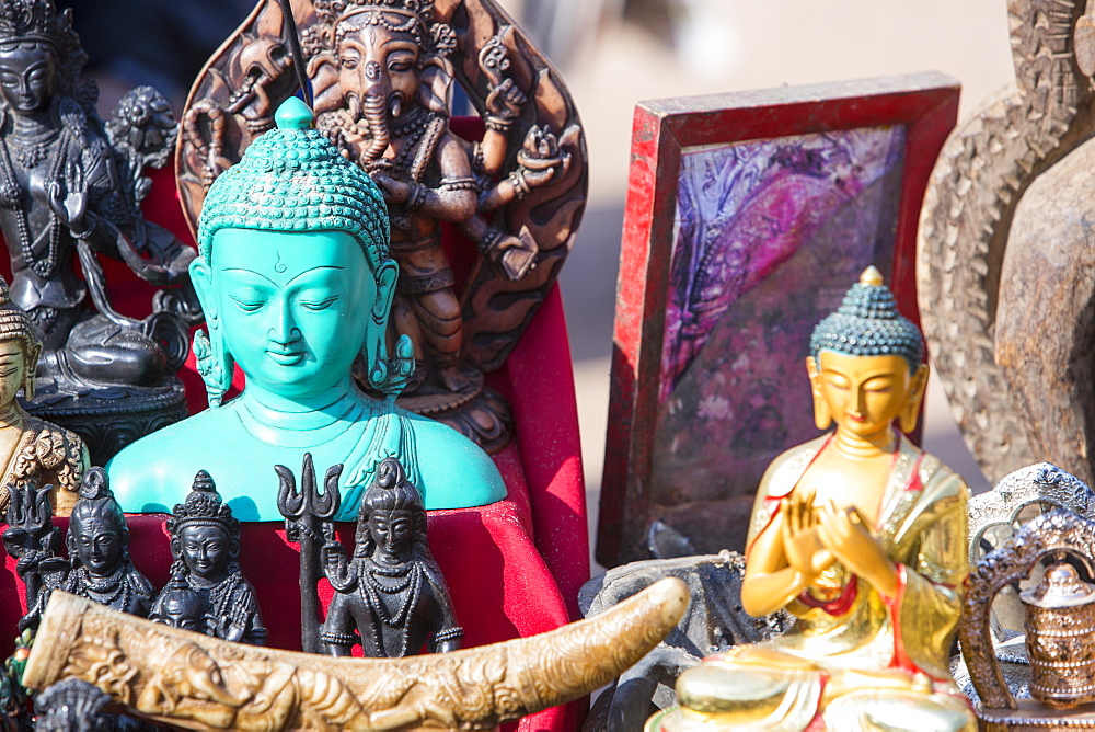 Nepalese goods for sale at a stall in Patan's Durbar Square, Kathmandu, Nepal, Asia