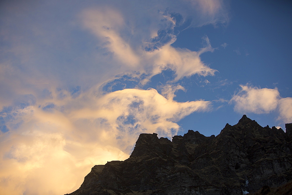 Jet stream winds over the Annapurna Himalayas in Nepal, Asia