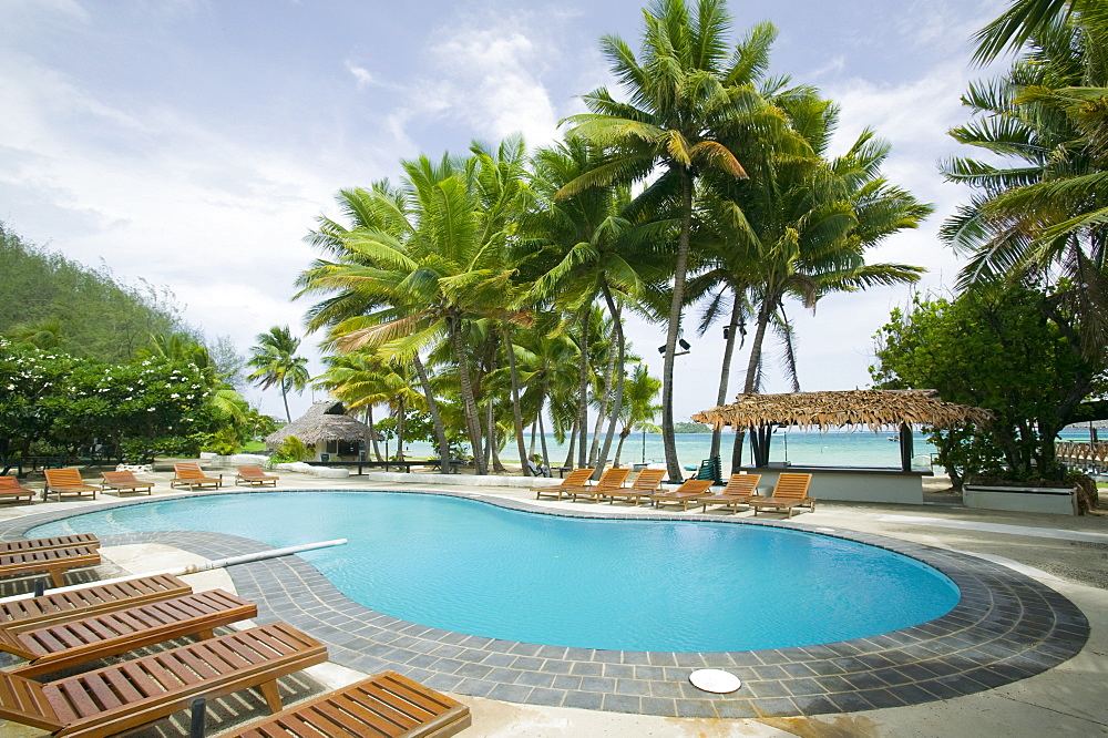 Swimming pool at the Walu Beach resort on Malolo island, Fiji, Pacific