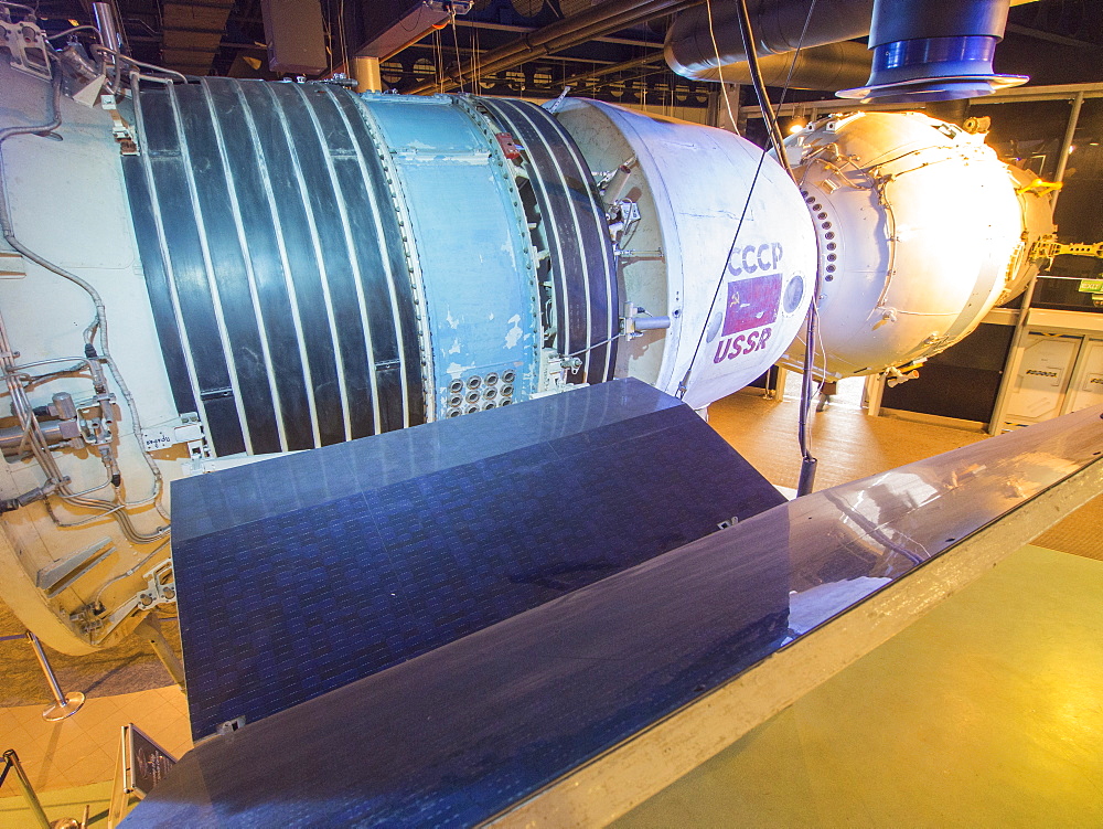 A 1960s Russian Soyuz space craft at the National Space Centre in Leicester, England, United Kingdom, Europe