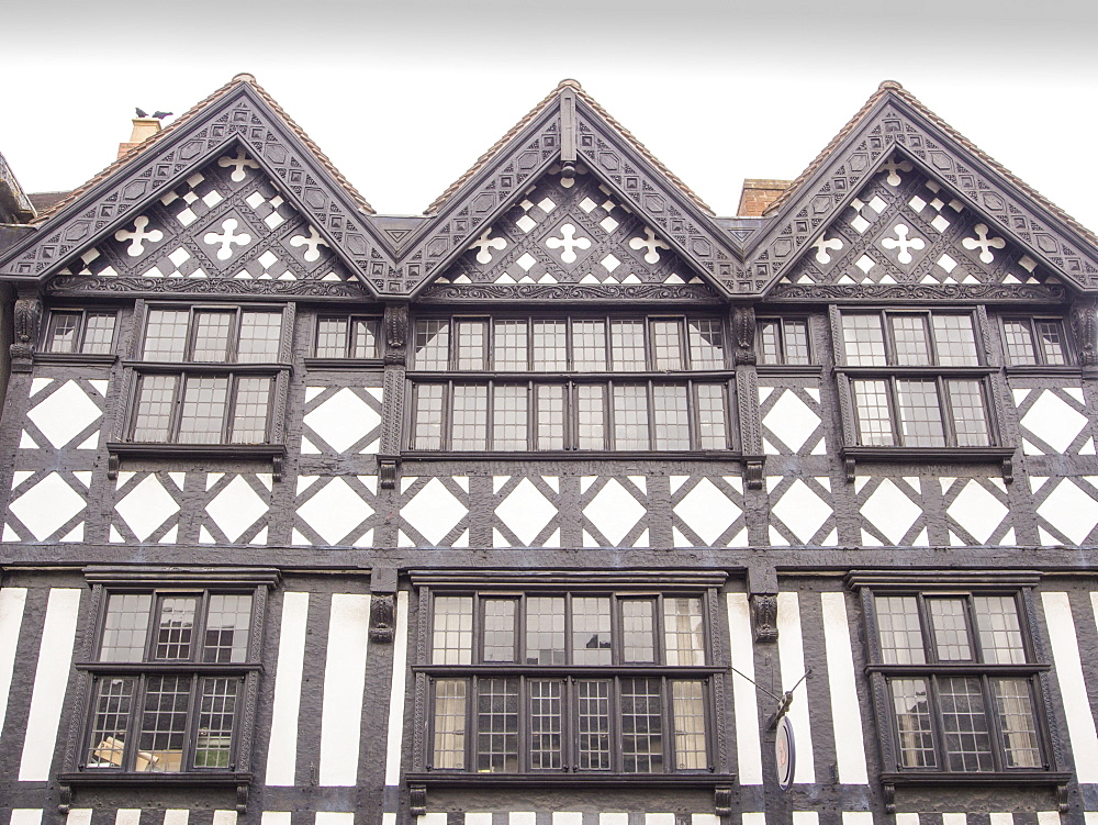 An ancient shop, one of many ancient buildings in Ludlow, which is noted for the preservation of its ancient buildings, Shropshire, England, United Kingdom, Europe