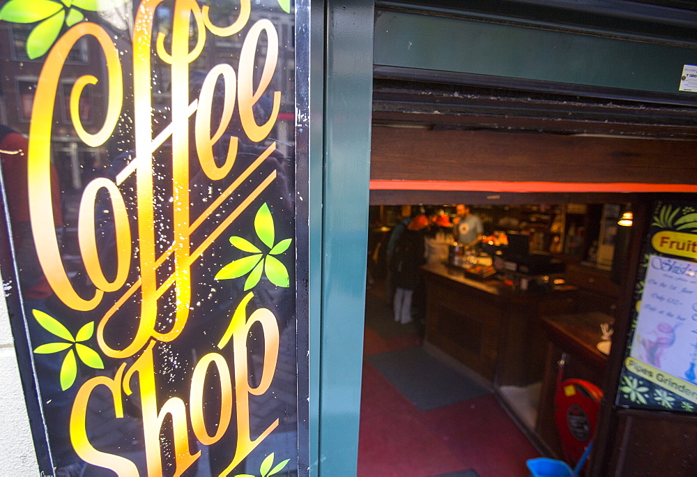 A Coffee shop in Amsterdam, licensed to sell cannabis, Netherlands, Europe