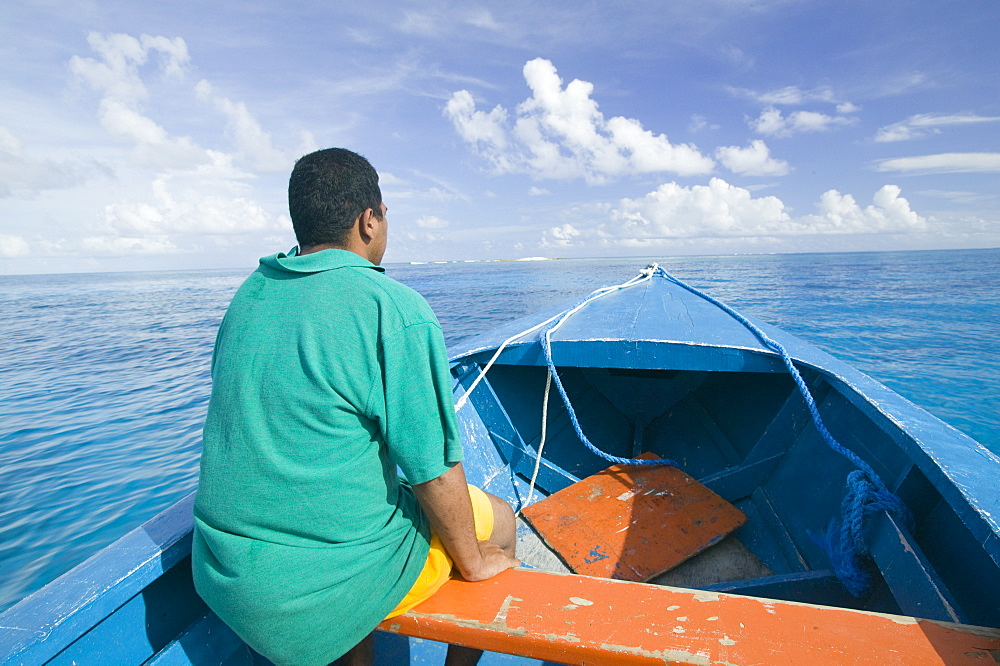 Approaching Tepukasavilivili island off Funafuti, Tuvalu, Pacific