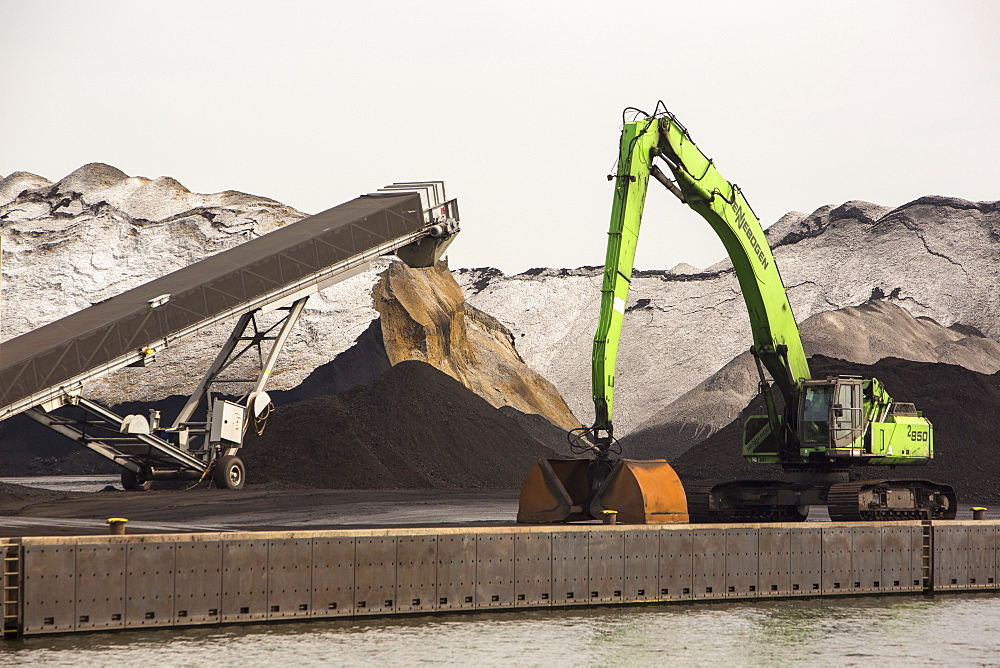 Coal on the dockside in Amsterdam, Netherlands, Europe