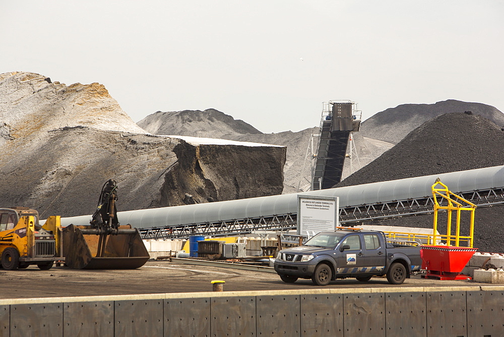 Coal on the dockside in Amsterdam, Netherlands, Europe