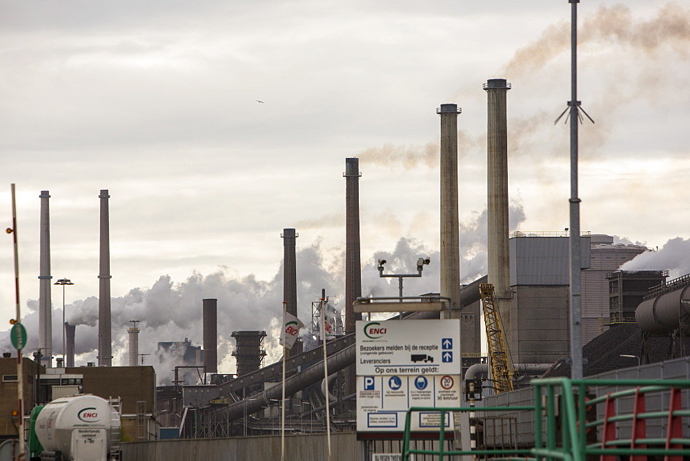 Emissions from a Tata Steel works in Ijmuiden, Netherlands, Europe