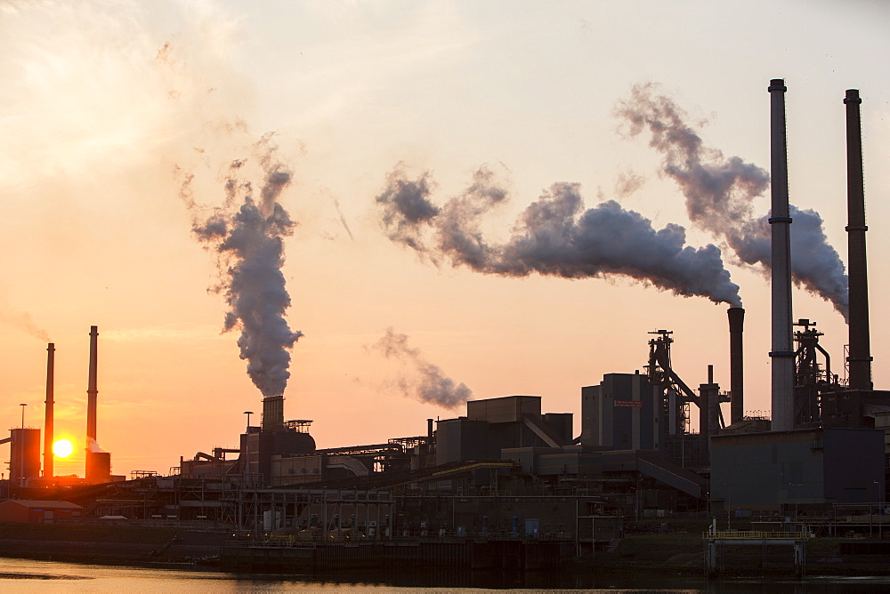 Emissions from a Tata Steel works in Ijmuiden, Netherlands, Europe