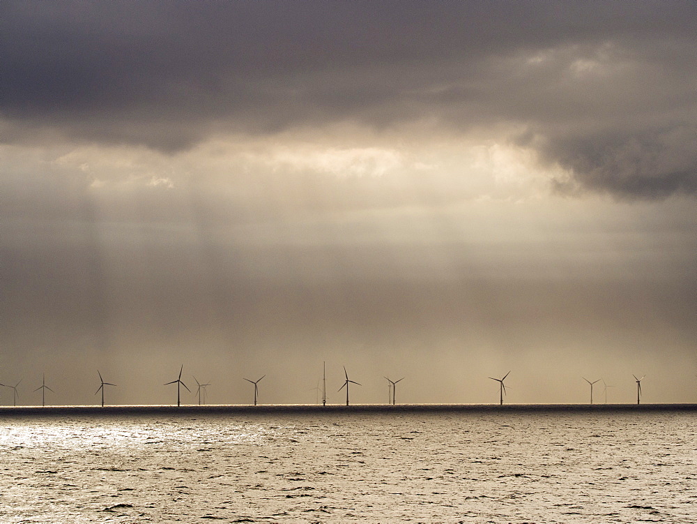 An offshore wind farm in Dutch waters an hour's sailing from Ijmuiden, Netherlands, Europe