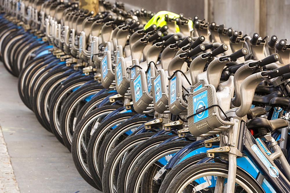 Barclays bike hire scheme bikes in London, England, United Kingdom, Europe