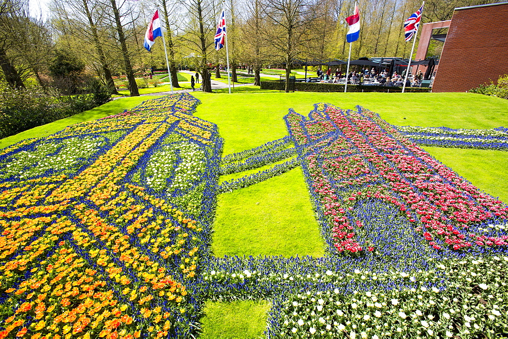 Big Ben and Tower Bridge depicted in flowers at Keukenhof Gardens, the most famous Spring garden in the world, Lisse, Netherlands, Europe