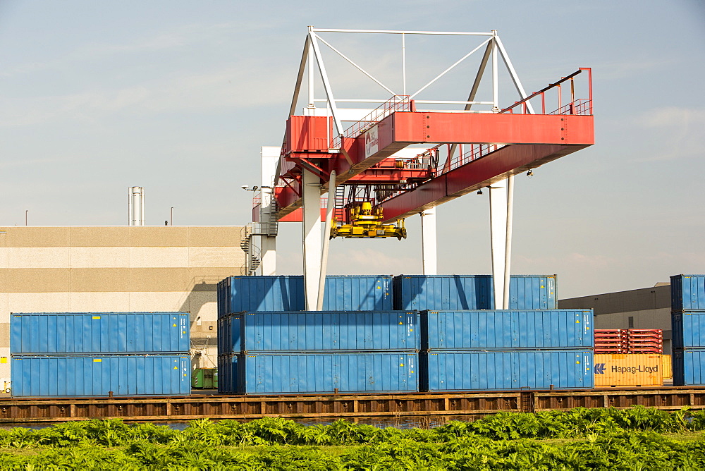 A container port in Amsterdam, Netherlands, Europe