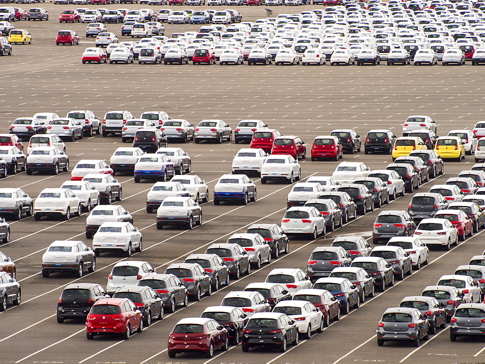 Cars ready for export at the Port of Tyne at North Shields near Newcastle, England, United Kingdom, Europe