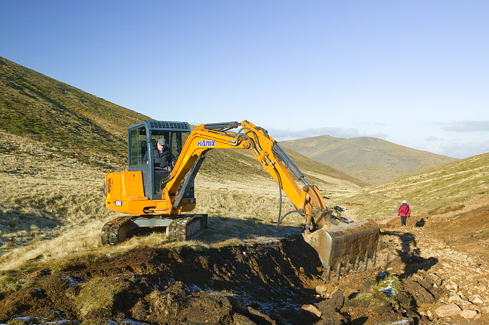 Repairing eroded footpaths in the Lake District, Cumbria, England, United Kingdom, Europe