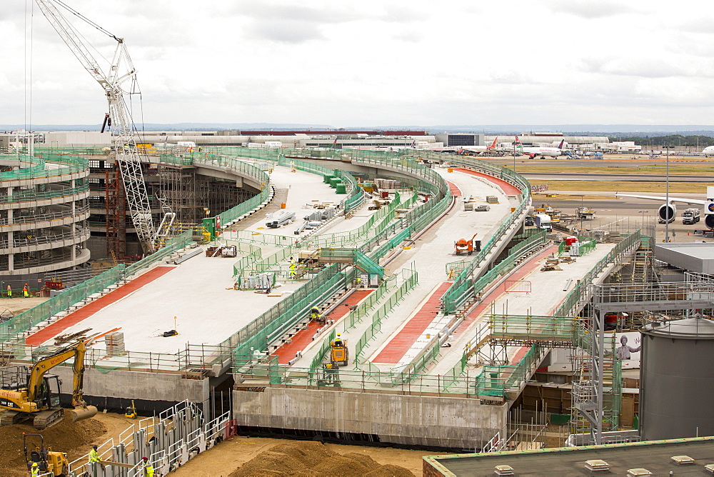 Expansion work on terminal two at Heathrow Airport, London, UK.