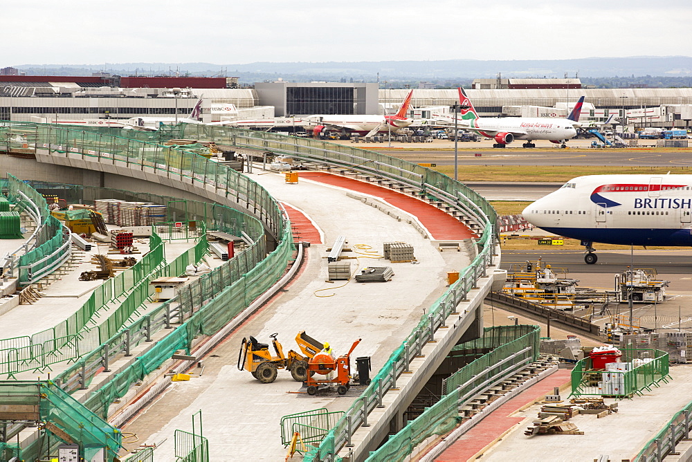 Expansion work on terminal two at Heathrow Airport, London, UK.