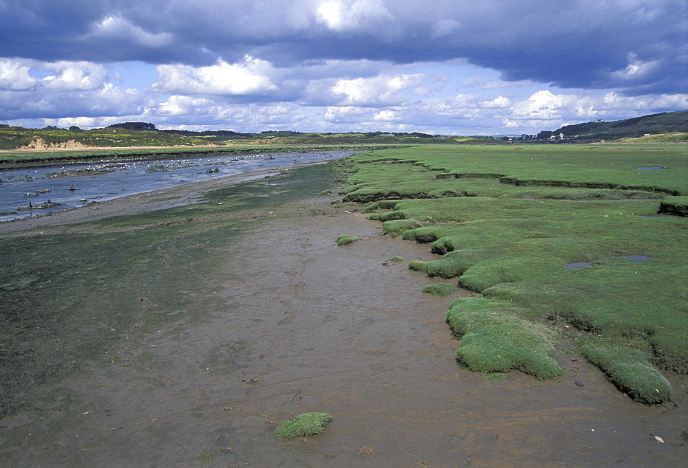 River Ogmore and saltmarsh, Wales, UK