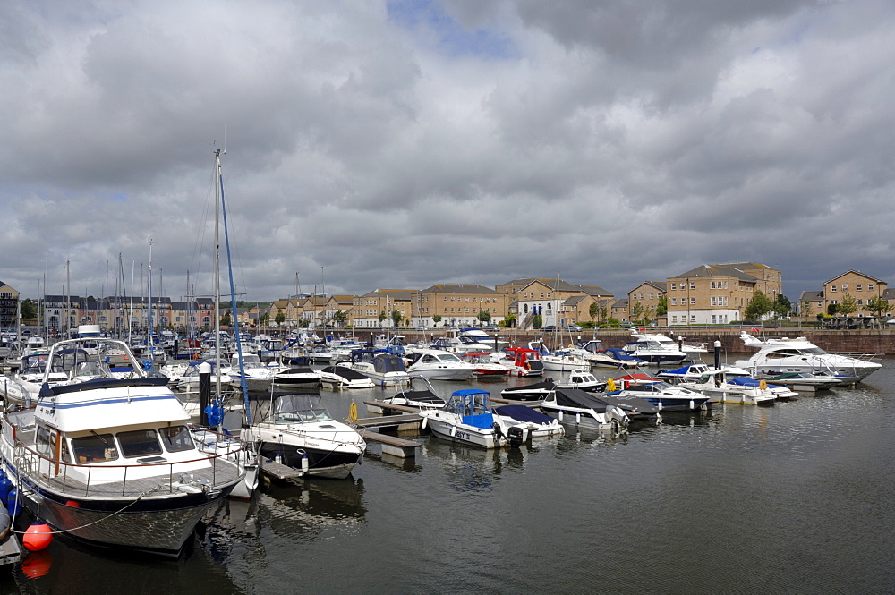 Boats in Penarth Marina, Cardiff Bay, Cardiff, Wales, UK, Europe