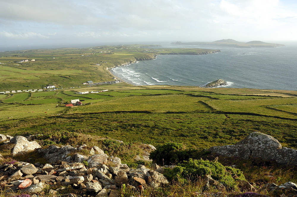 View of Whitesands Bay and Ramsey Island from Carn Llidi, Wales, UK