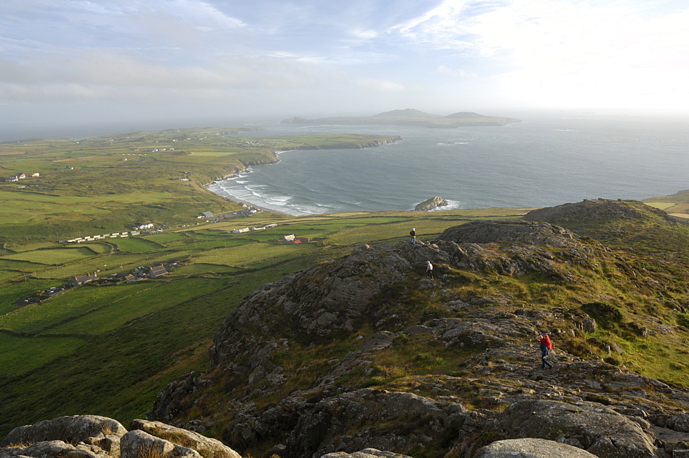 View of Whitesands Bay and Ramsey Island from Carn Llidi, Wales, UK