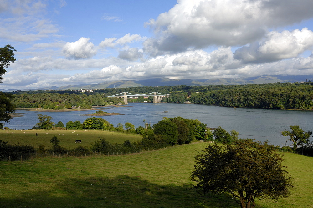 Menai Suspension Bridge, Anglesey, Wales, UK, Europe