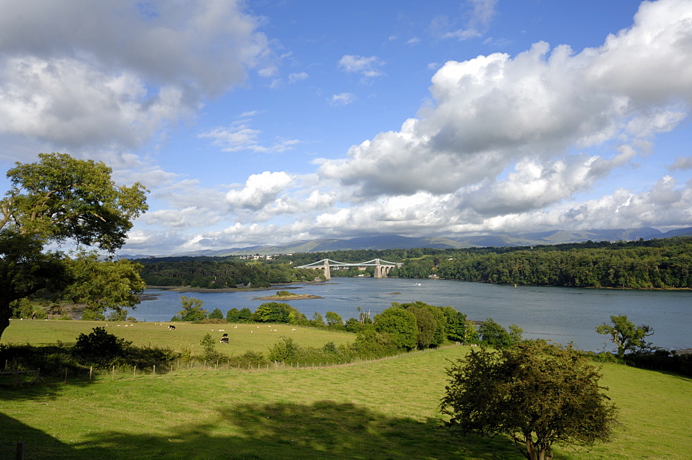 Menai Suspension Bridge, Anglesey, Wales, UK, Europe