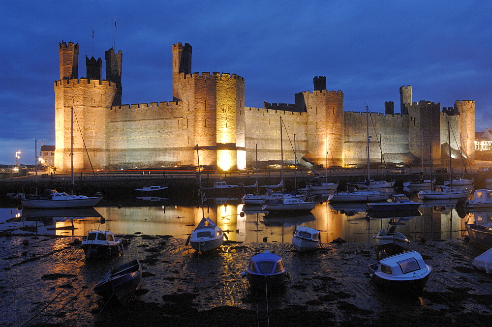 Caernarfon Castle, Gwynedd, Wales, UK, Europe     (rr)