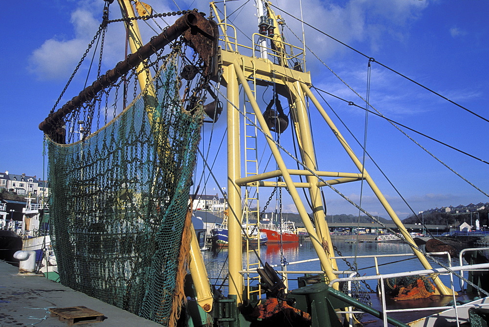 Fishing trawl on fishing boat, Milford Docks, Milford Haven, Pembrokeshire