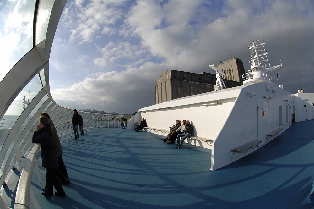 Deck of Pont Aven ferry, Brittany Ferries, Plymouth to Roscoff crossing, Atlantic Ocean