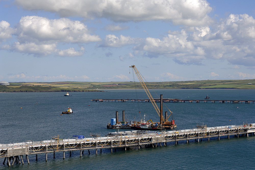 Jetty construction, South Hook LNG, Milford Haven, Pembrokeshire, Wales, UK, Great Britain