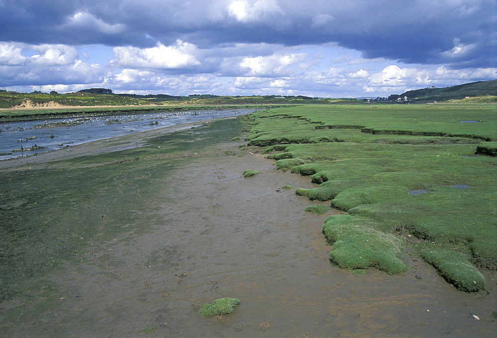 River Ogmore and saltmarsh, Wales, UK